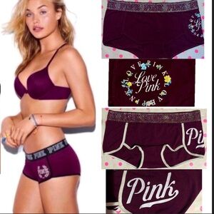2 Pink Victoria ’s Secret cotton boyshort panties bundle VS sparkle PINK Panties